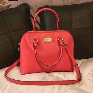 Michael Kors Cindy Dome Crossbody Bag Bright Fuschia/Pink/Red Saffiano Leather